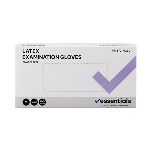 5724330-C - Essentials Latex Exam Gloves Powder Free M Carton 10 x 100
